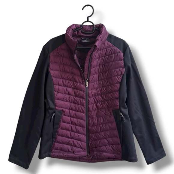 32 Degrees Womens Puffer Jacket Slimming Mixed Media Panels and Sleeves - Picture 1 of 6